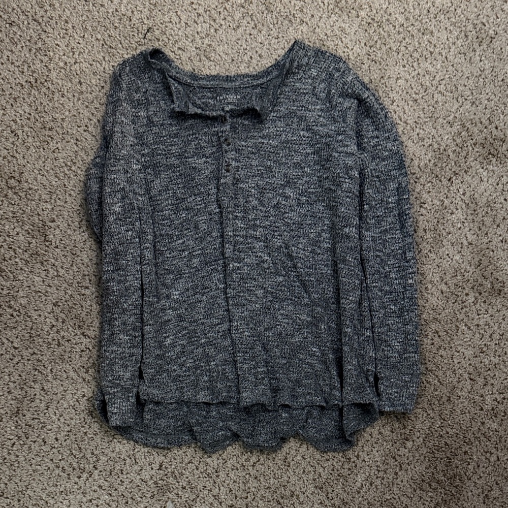 American Eagle Outfitters Grey Heather Long Sleeve Shirt Size L
